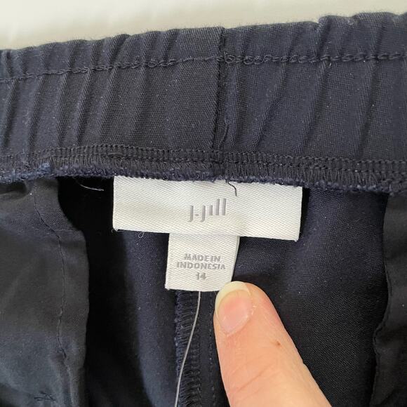 NWT J Jill Size 14 Navy Blue Pants Zipper Pockets Elastic Waist - Picture 5 of 10